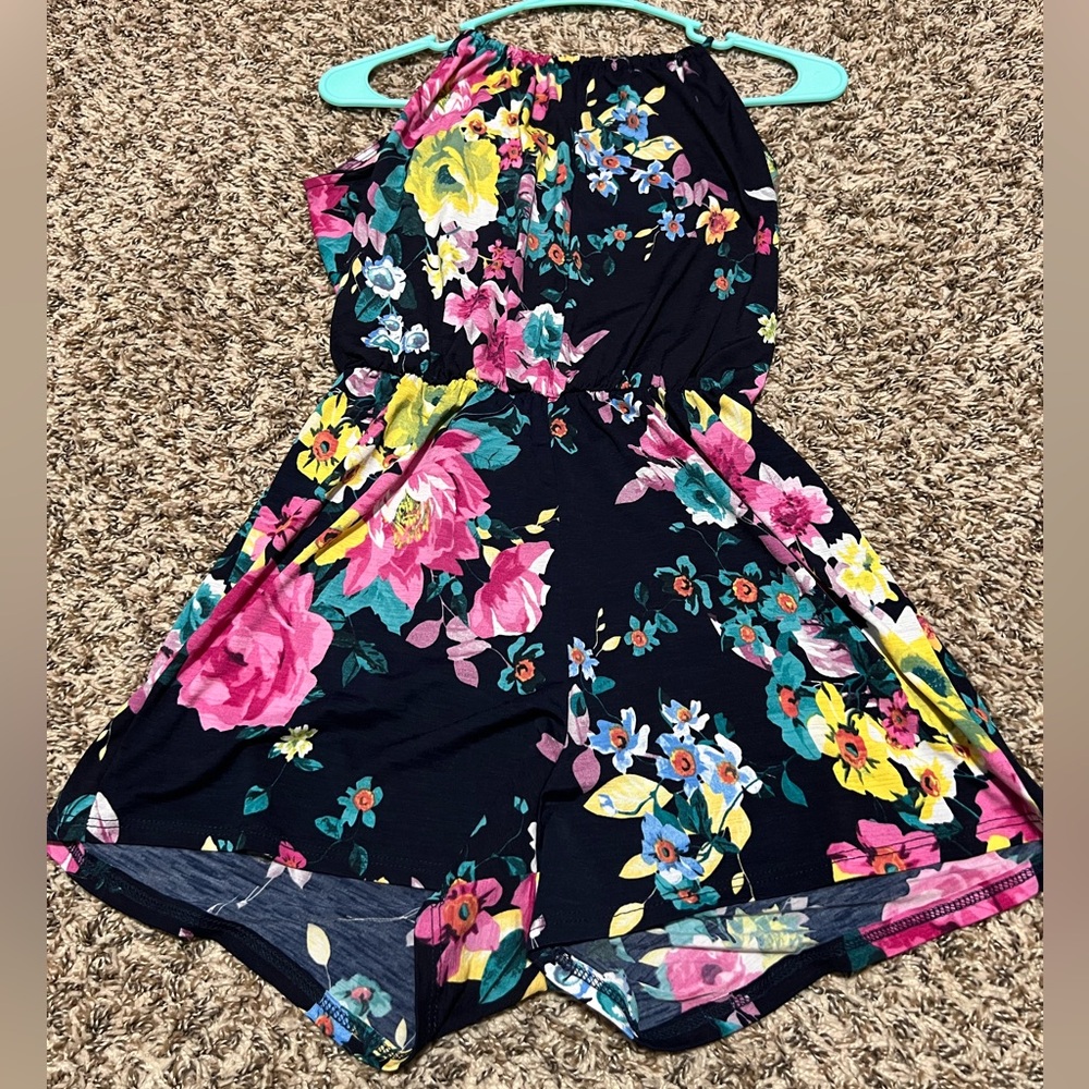 Pink Lily Floral Print Romper